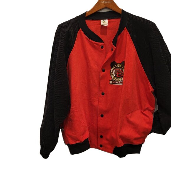 Disney Mickey Mouse Bomber Jacket Size Large Football Varsity Vintage - Picture 3 of 11